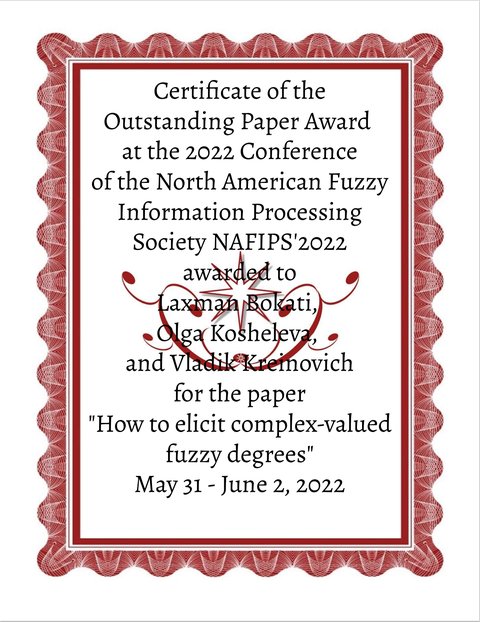 Certificate: Outstanding Paper Award, NAFIPS 2022